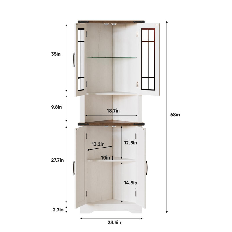 Schellens Freestanding Linen Cabinet, Walnut/White