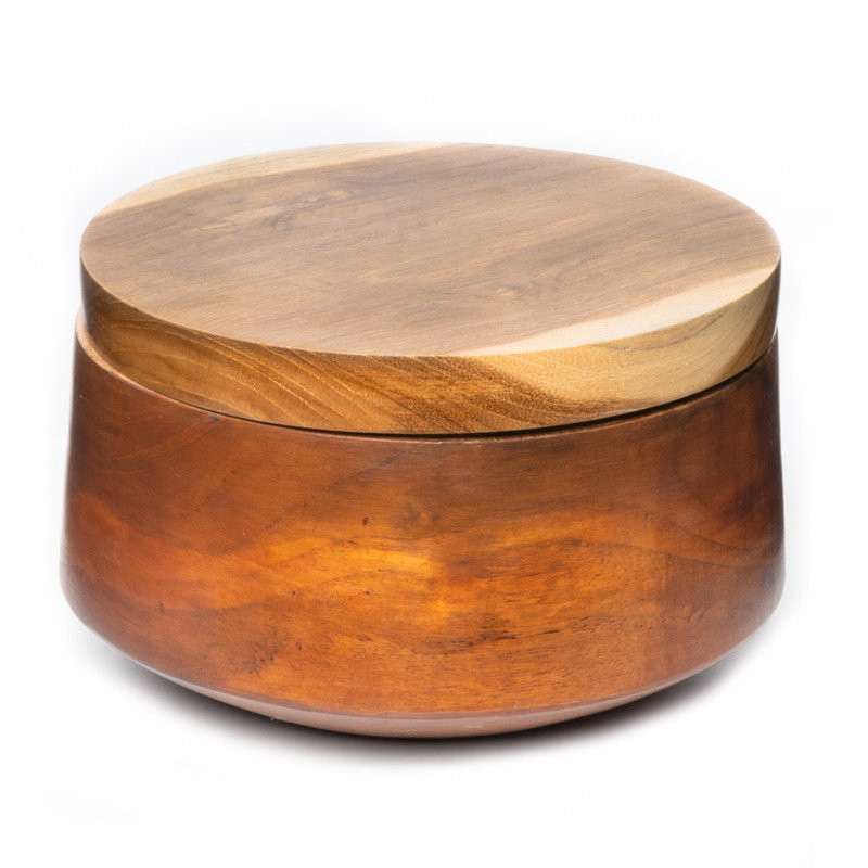 Rounded Edge Efran Wooden Bowl with Lid - Jumbo