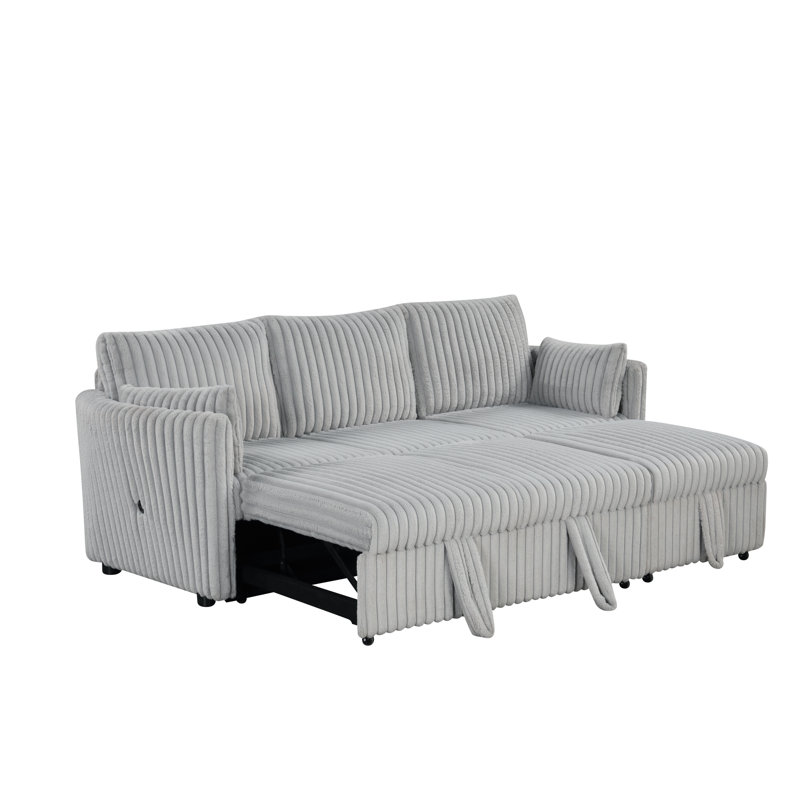 Canapé-lit escamotable Cindi avec ports USB, Gris
