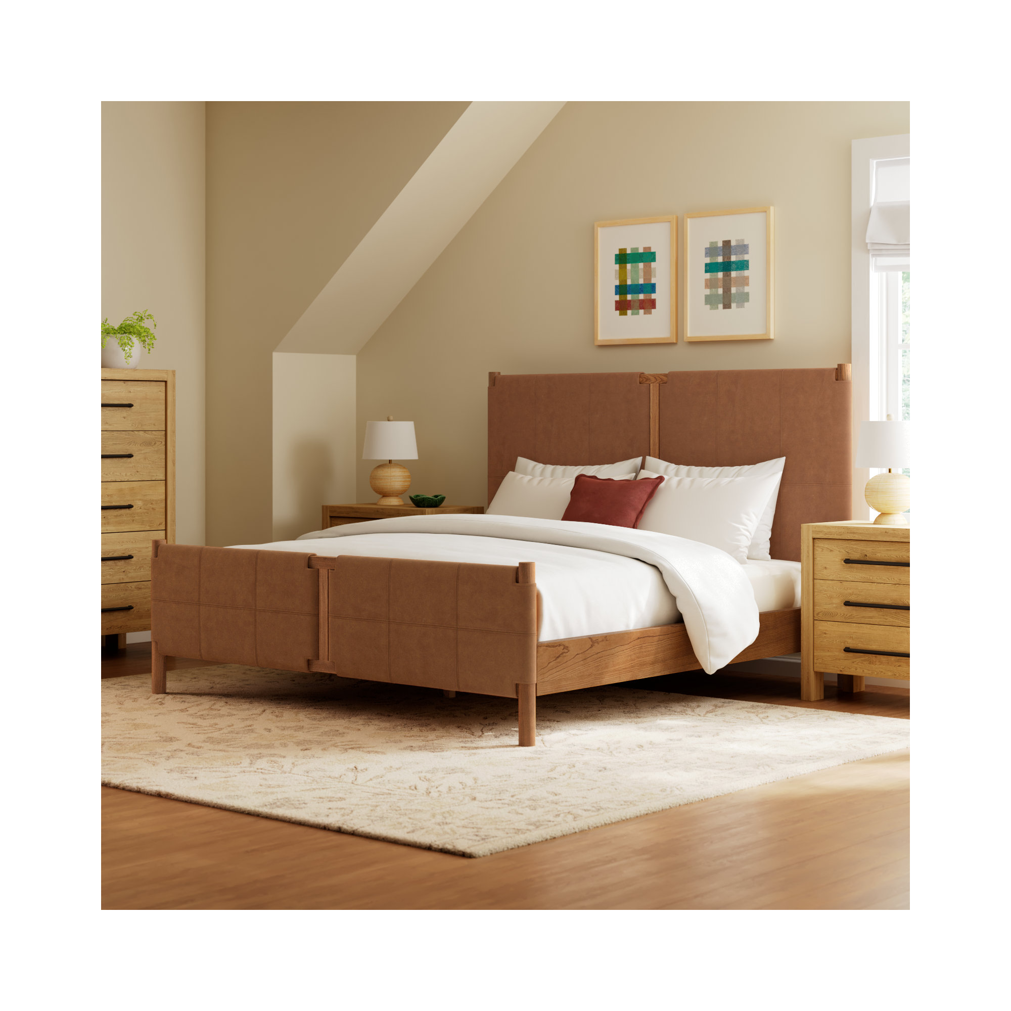 Sunita Leather Bed, King, Heirloom Sienna
