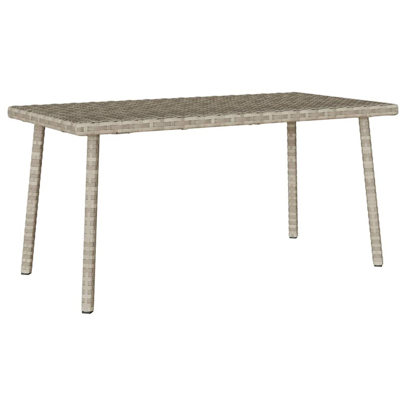 Garden Coffee Table Rectangular 40x37 Cm Poly Rattan, Light Grey, 37cm H x 80cm L x 40cm W