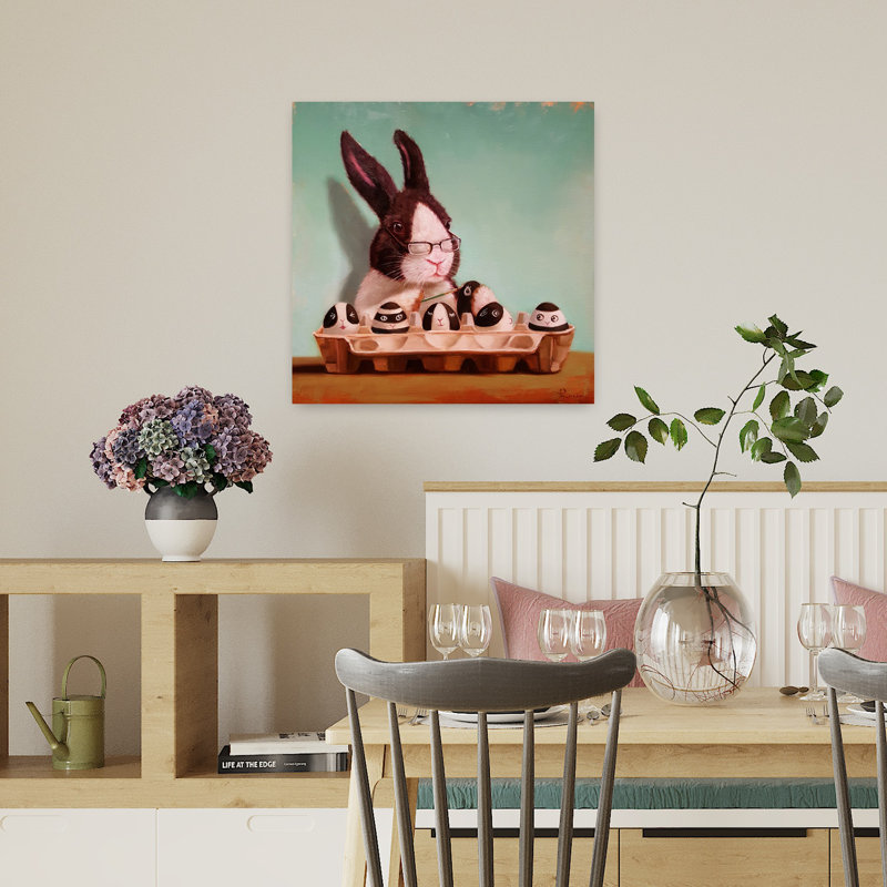 Art contemporain de lapin Going Dutch, H 18 po x l 18 po