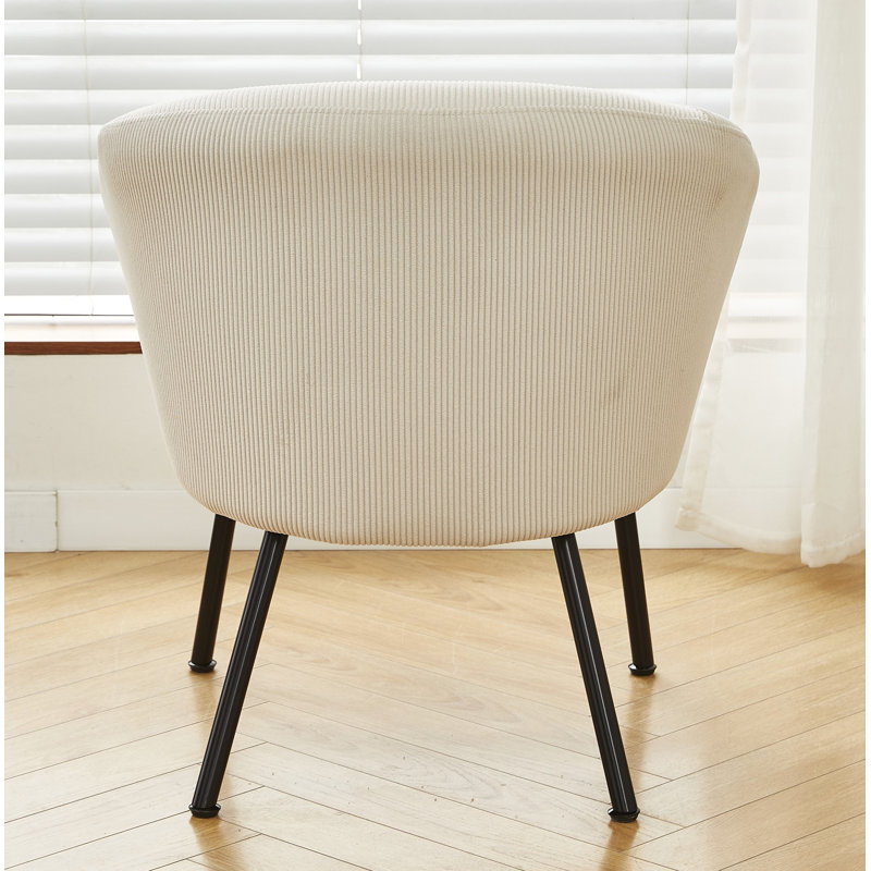Fauteuil en velours côtelé d'une hauteur de 30,12 po, Velours côtelé ivoire