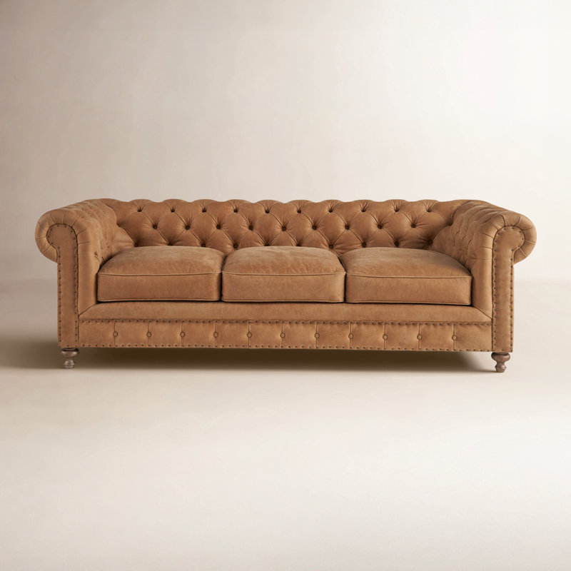 Hayes Berkeley Sofa, Tan Genuine Leather