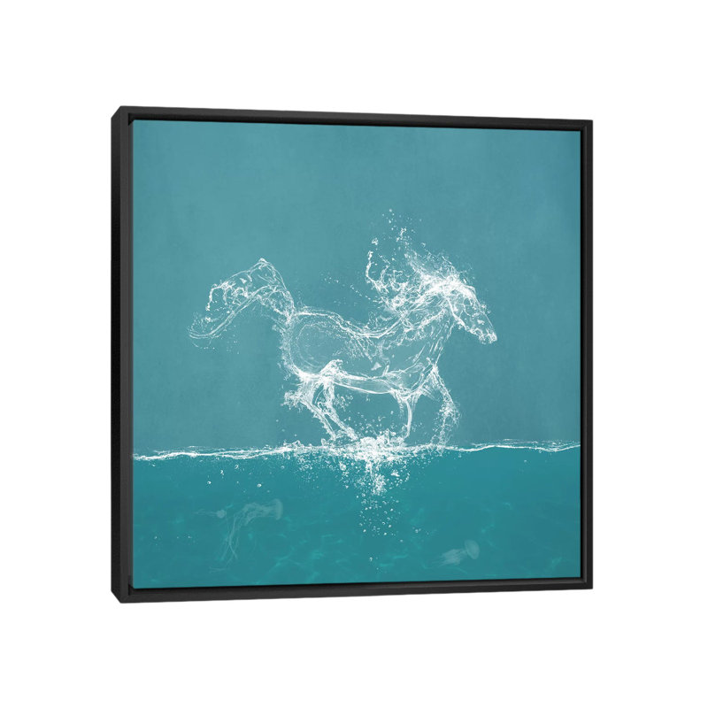 «Water Horse», impression sur toile, H 18 po x l 18 po x P 1,5 po, Pas de tapis, Toile avec cadre noir
