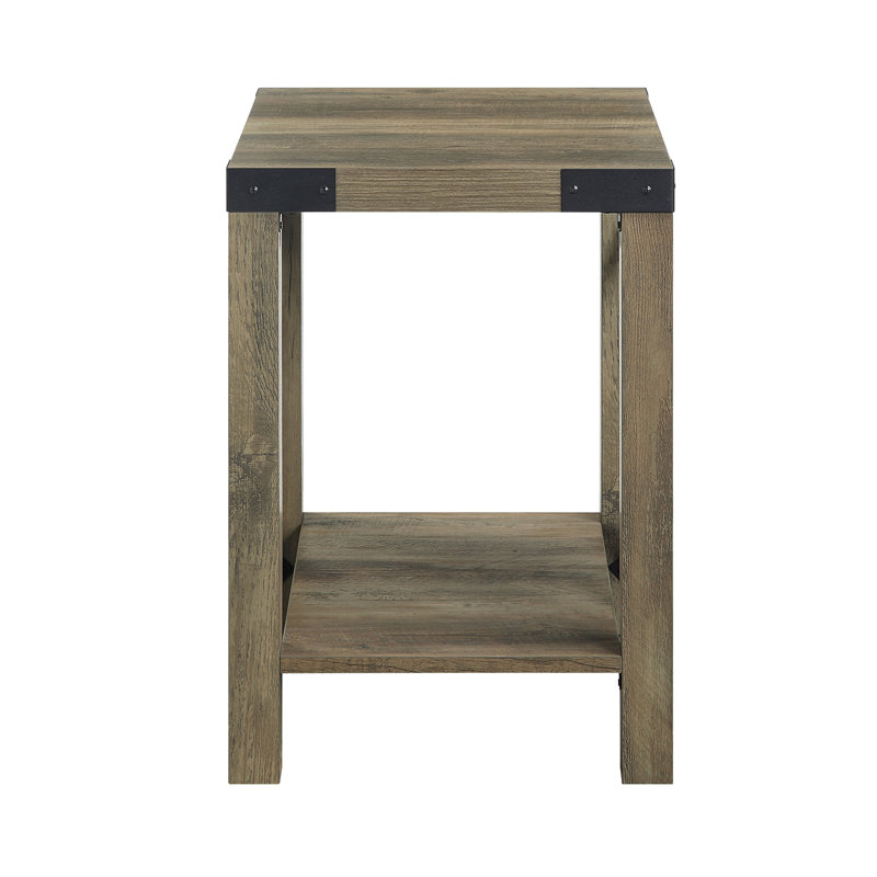 Table de bout industrielle, petite table d'appoint avec tablette, H 22,05 po x l 16,05 po x P 20,05 po