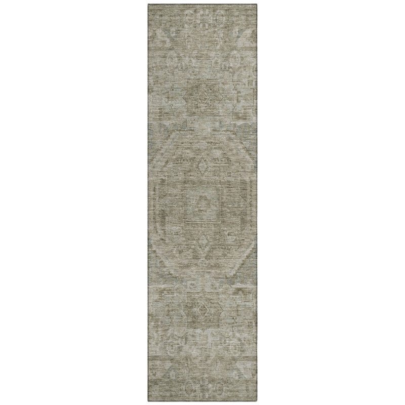 Machine Washable Indoor/Outdoor Xhevrie Gray Rug, Runner 2'3" x 7'6"