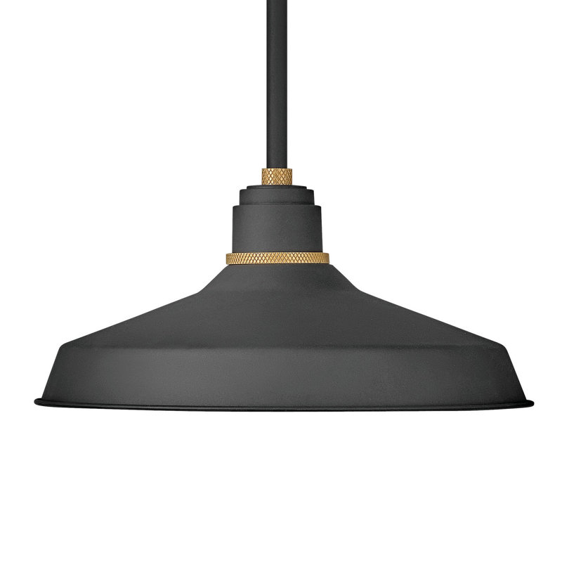 Luminaire suspendu en forme de dôme à 1 lumière Bertram, Noir texturé, H 41,5 po x L 16 po x P 16 po