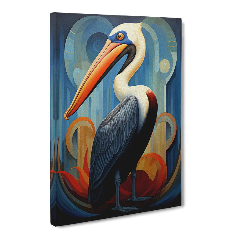 Pelican Art Deco Art - Wrapped Canvas, 76cm H x 50cm W x 3cm D