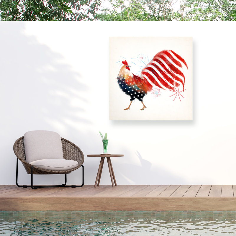 Toile d'extérieur Victoria Roges «Rooster Fireworks I», H 24 po x l 24 po x P 1,5 po