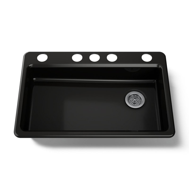 Évier de cuisine à simple cuve encastrable L 33 po x l 22 po Riverby®, Noir