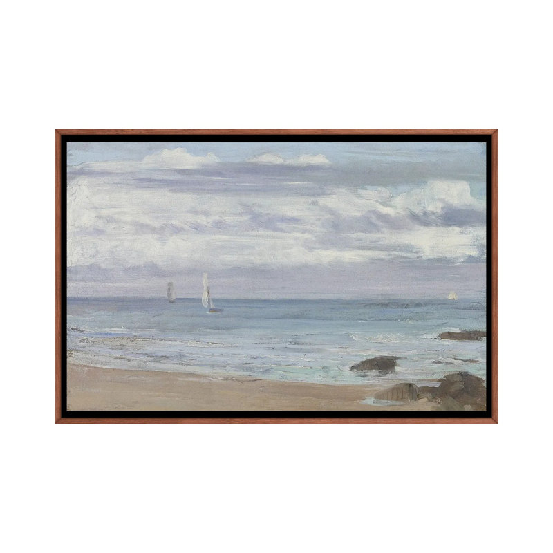 «Blue and Silver Trouville», reproduction d'art sur toile encadrée, 32 po x 48 po, Toile avec cadre, Brun