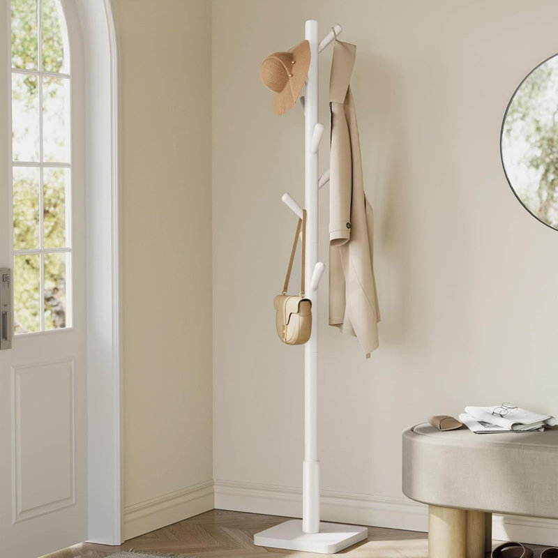 Rubberwood Freestanding 8 - Hook Coat Rack