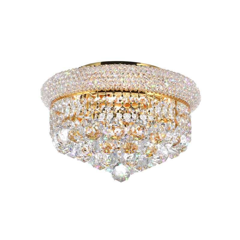 Plafonnier encastré Classic Crystal, Doré, H 11 po x l 14 po x P 14 po