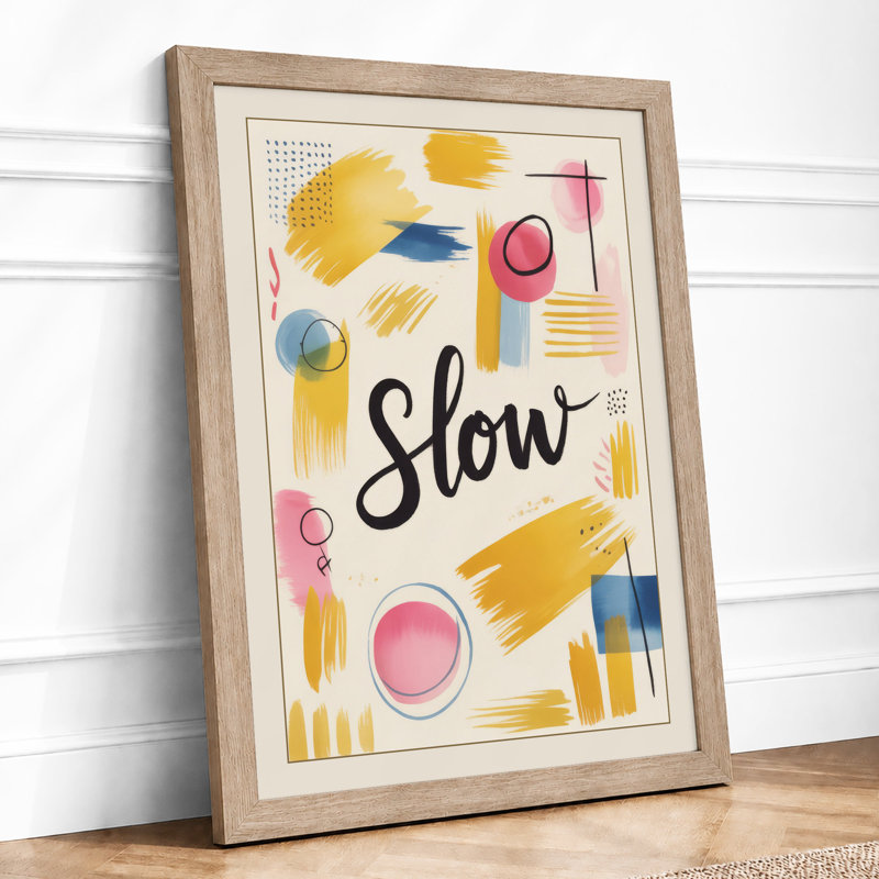 Slow Mindfulness Modern - Framed Print, A4 - 29.7 x 21.0 cm, Oak