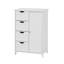 Armoire de rangement blanche pour salle de bain, armoire de plancher avec tablette réglable et tiroirs