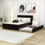 Lit plateforme en bois avec lit gigogne et tablettes-923015596-923015597