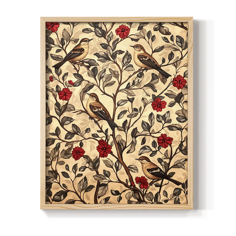 Imprimé encadré en bois massif de la série C de William Morris, H 15 po x l 12 po