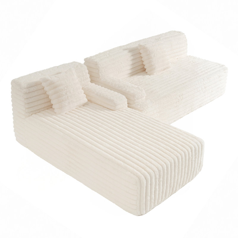 Canapé modulaire 110 po Cloud, Fausse fourrure beige