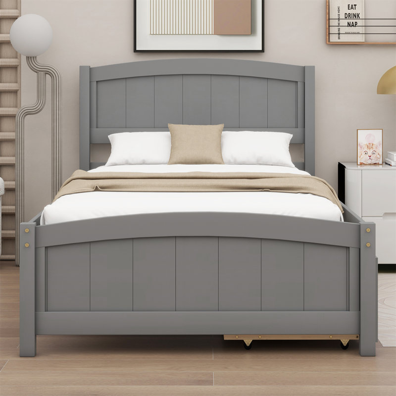Lit plateforme simple avec deux tiroirs, Gris