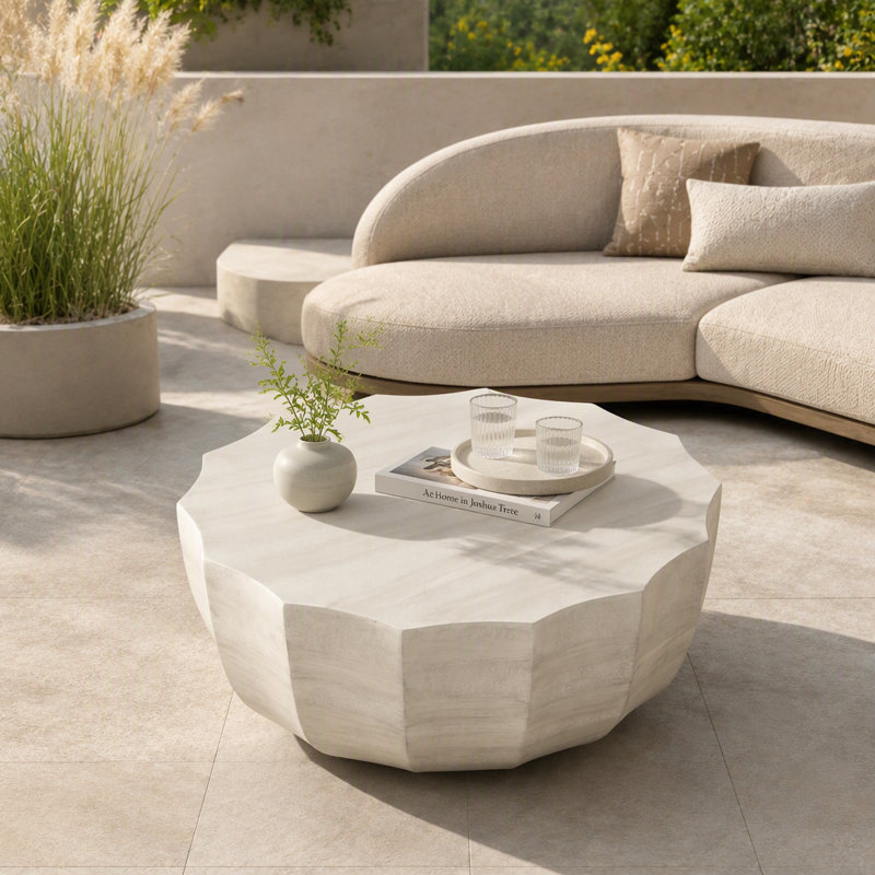 Table basse d'intérieur et d'extérieur 35,43 ", Off White