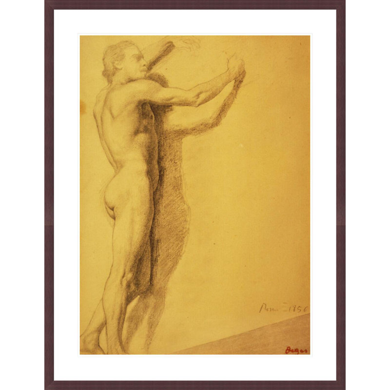 Étude d'un nu masculin par Edgar Degas - reproduction giclée encadrée, H 41,5 po x l 32,03 po