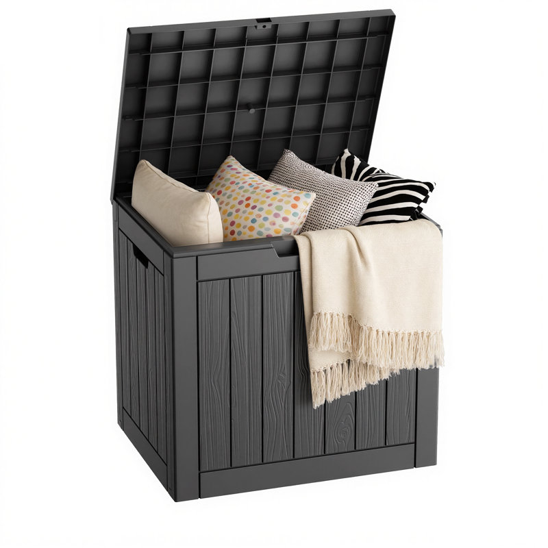 Boîte de rangement verrouillable en résine 30 gallons (noire), Noir