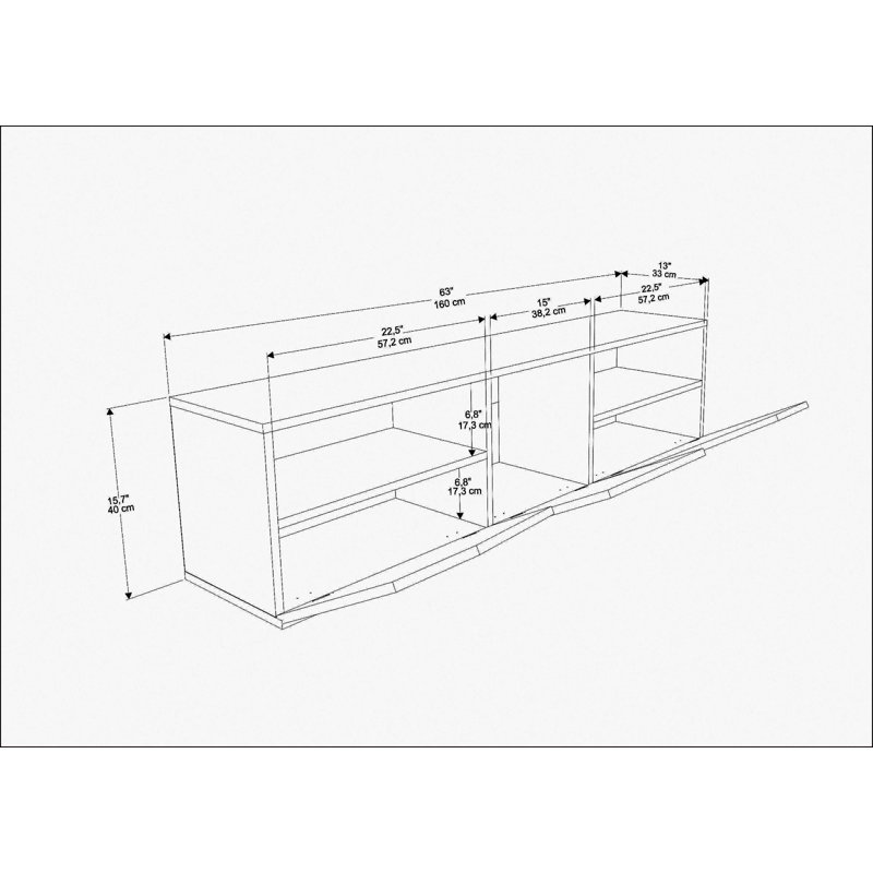 Hueck TV Stand for TVs up to 70", Wenge/Oak