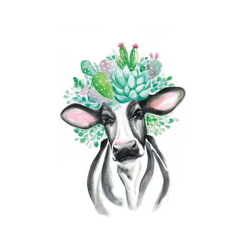 Cactus Cow by Kirsten Dill - Wrapped Canvas Gallery-Wrapped Canvas Giclée, 30.48cm H x 20.32cm W