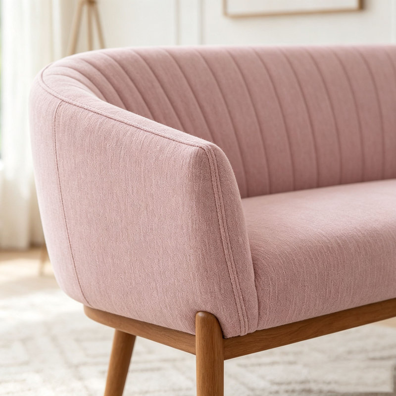 Causeuse Mid-Century moderne avec coutures en canaux