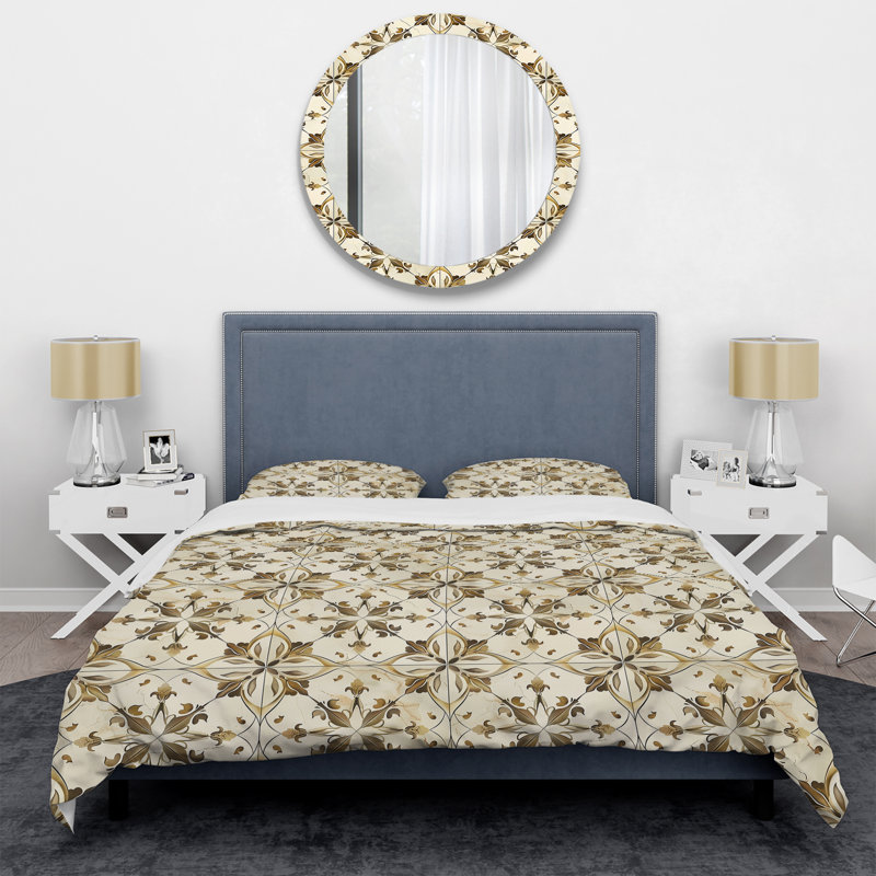 Ensemble de housse de couette Black Beige Tiles, Housse de couette simple + 2 taies décoratives st