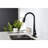 Single Handle Pull Down Kitchen Sink Faucet Of Stainless Steel, Matte Black Colorant, 360 Rotating High - Arc Nozzle, Three Water Output Selections  Stream, Spray,  , Easy Temperature And Flow-91873285