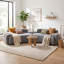 Canapé modulaire courbé gris 122 po avec 2 coussins à motif damassé, canapé demi-lune moderne et canapé 4 places contemporain pour salon, bureau et appartement