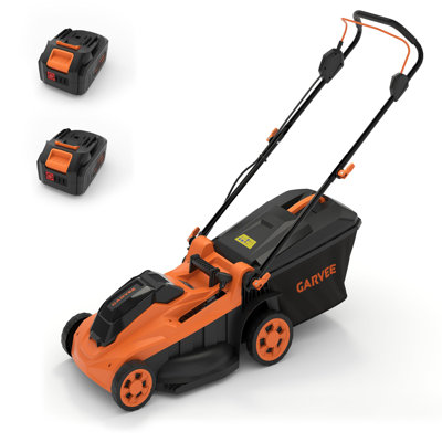 17" Cordless Electric Lawn Mower - 40V Brushless Motor w/ Dual 20V Batteries - 2-in-1 Mulching & Bagging Walk-Behind Push Mower for Small Yards, Orange