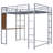 Full Size Metal Loft Bed with 2 Shelves and one Desk-1780176622