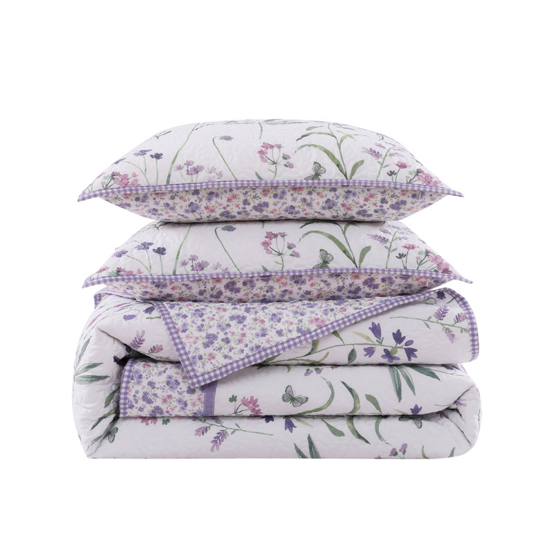 Ensemble de courtepointe Nola lilas, Courtepointe très grand et 2 très grandes taies 
