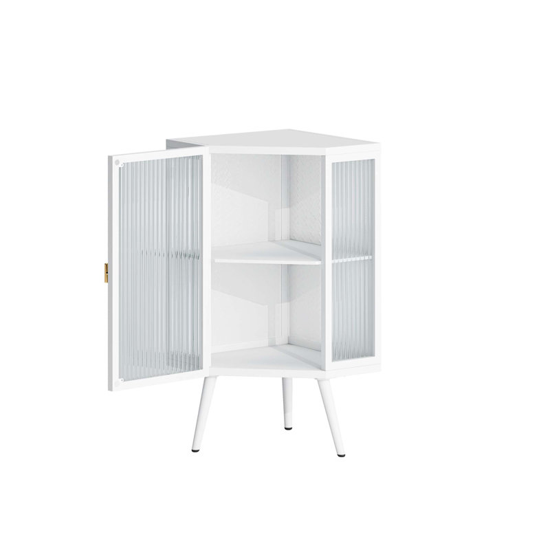 Armoire 22,25 po avec porte en verre trempé et tablettes de rangement pour la salle de bain, le salon et la chambre à coucher
