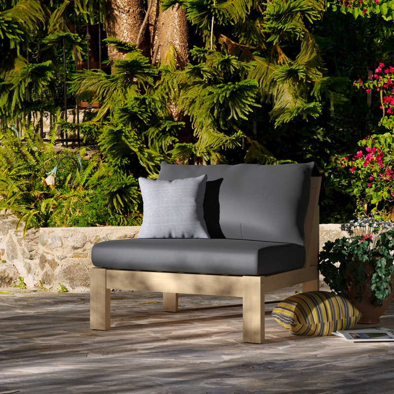 Chaise de patio avec coussins Sunbrella Sehrish, Sunbrella® gris anthracite
