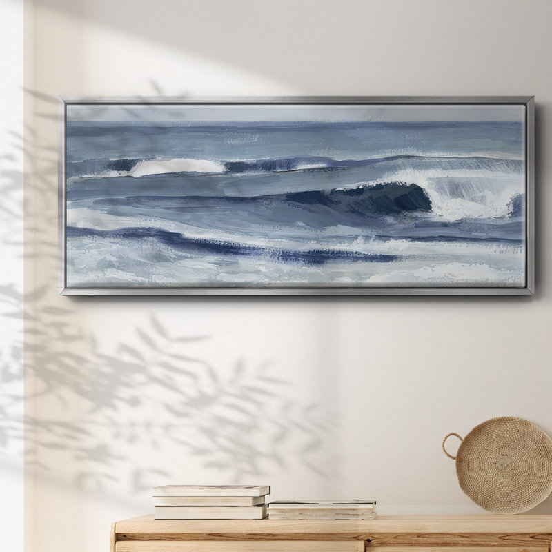Surf Spray I- Framed Canvas, 12" H x 30" W