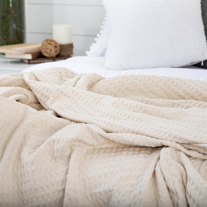 Jeté gaufré 100% coton Southshore Fine Linens, L 108 po x L 90 po, Taupe