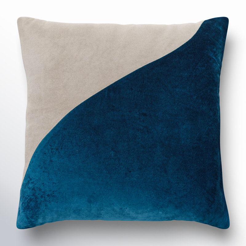 Coussin en coton Denny Edgar, Polyester/ Bourre en polyester, H 18 po x l 18 po, Bleu