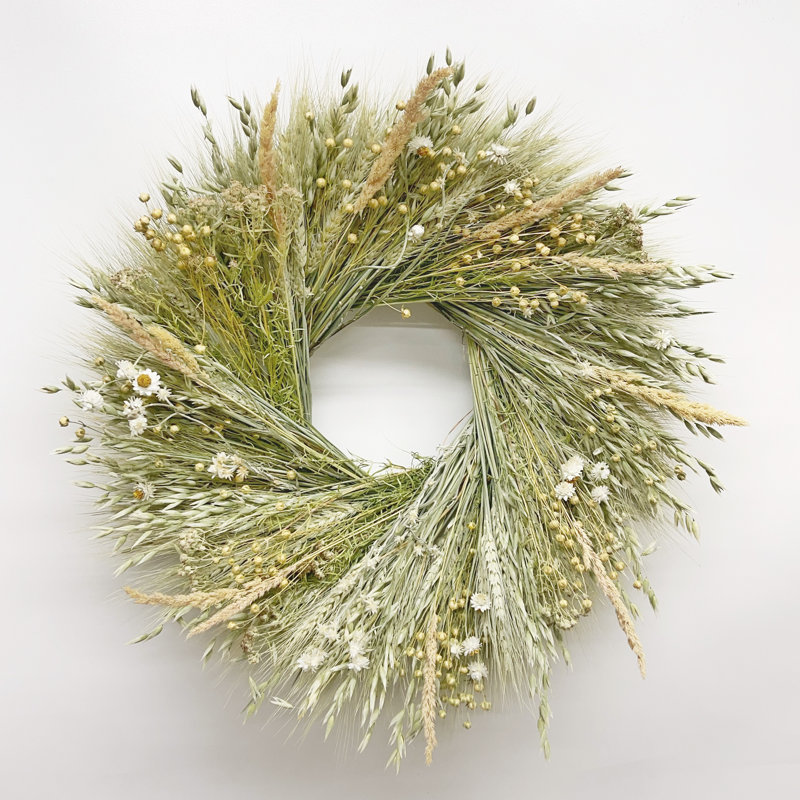 22" Dried Flower Grains and Ammobium Wreath