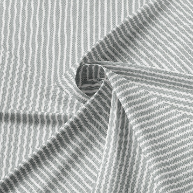 Walker Ticking Stripe Sage Cotton Grommet Top Drapery Panel Set of 2, 50" W x 120" L