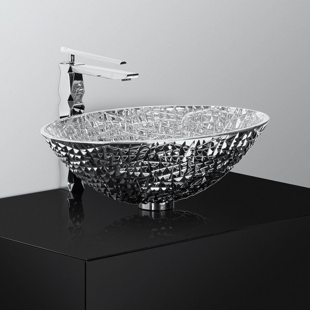 Maestro Bath Diamante 13.58'' Crystal Oval Bathroom Sink Maestro Bath Sink 