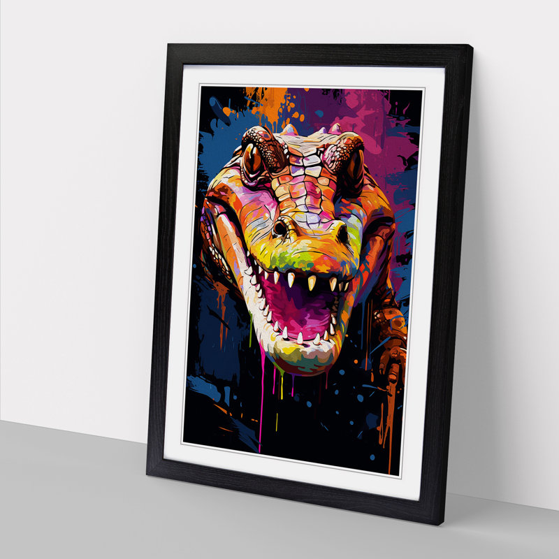 Alligator Pop - Framed Print, 46cm H x 34cm W x 2cm D, Black Framed