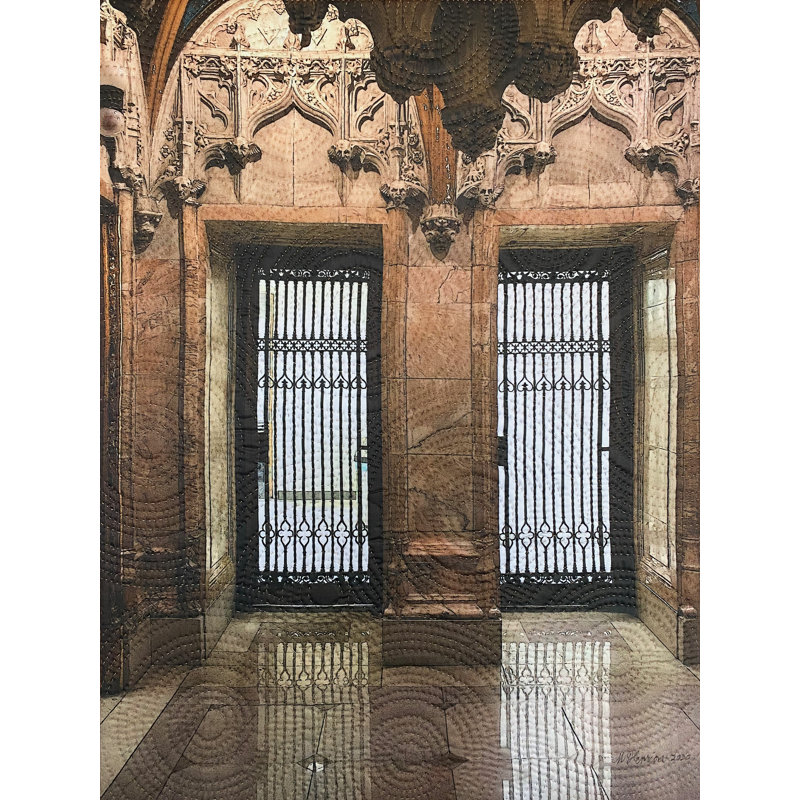 Woolworth Building 1 Print by Marilyn Henrion, Black Framed Canvas, 33" H x 25" W