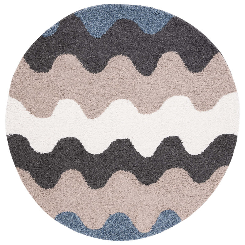 Tapis à poil long Calico, Rond 6 pi 7 po