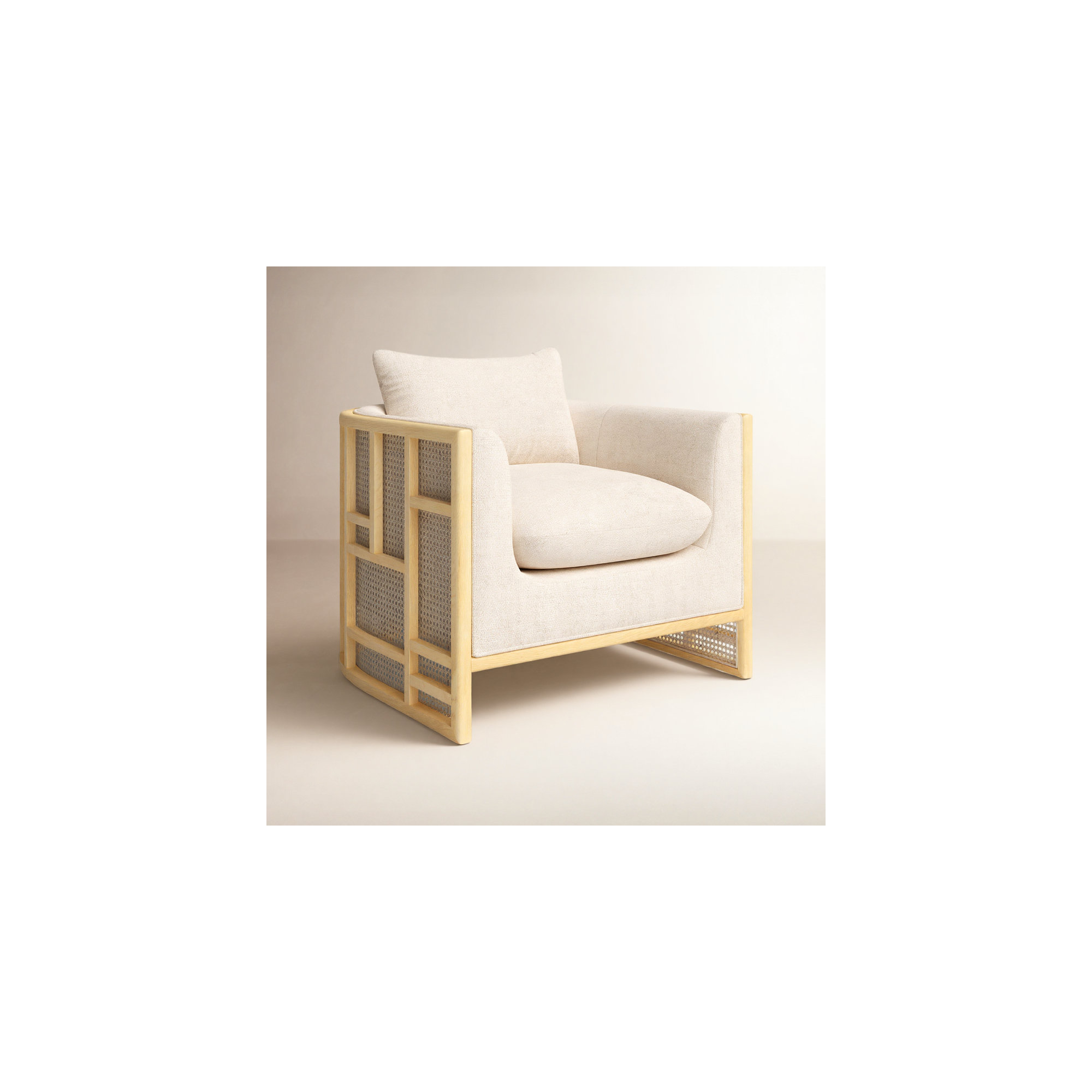 Isidor Upholstered Barrel Chair, Natural Oak, Thames Cream
