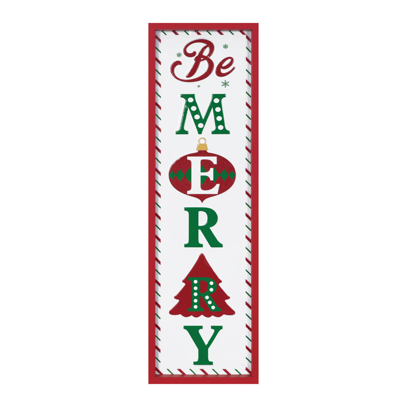 Plaque en métal «Be Merry Sentiment» H 30 po