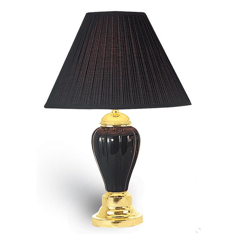Lampe de table haute 27 po en céramique, en forme d'urne avec finition noire, abat-jour en lin